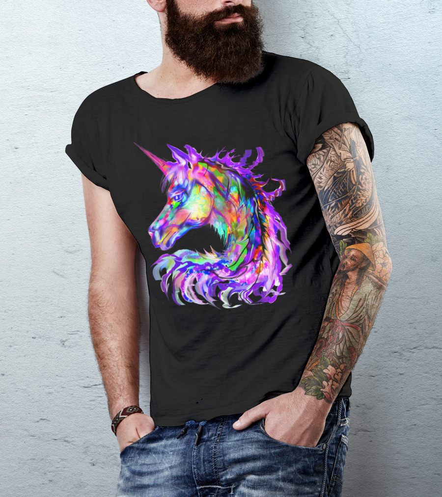 Festival Neon Colorful Rainbow Cute Unicorn Rave T-Shirt
