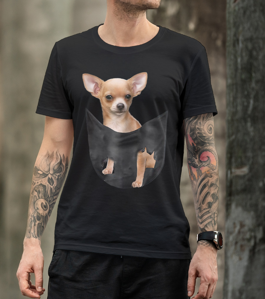 Chihuahua Peeking From Pocket T-Shirt