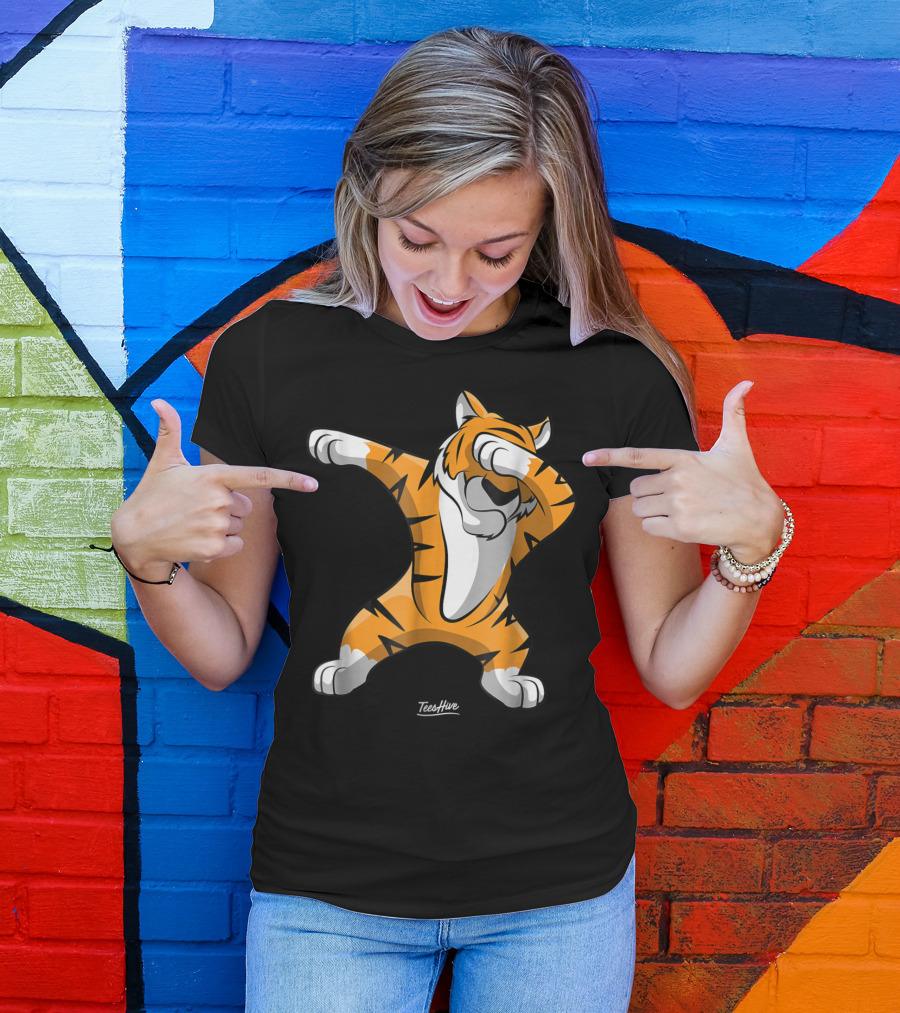 Dabbing Tiger Dab Safari Funny Animal Tiger TeesHive T-Shirt