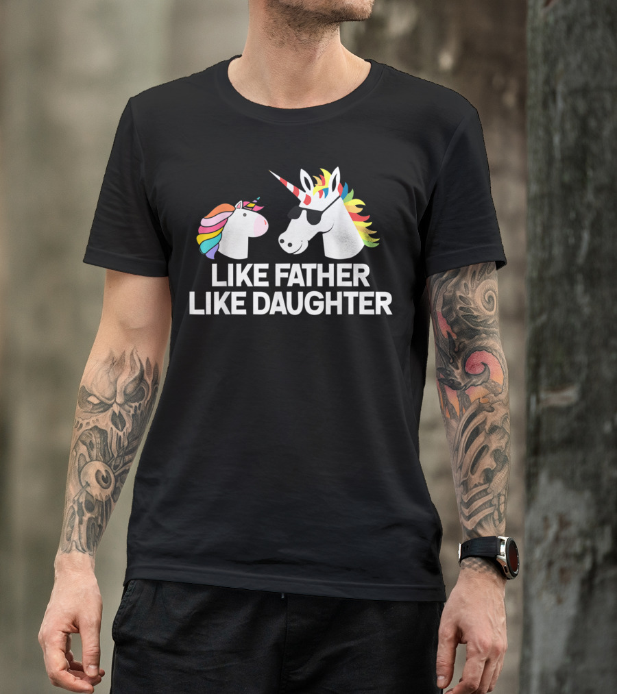 Like Father Like Daughter Unicorn Matching Rainbow Mane T-Shirt