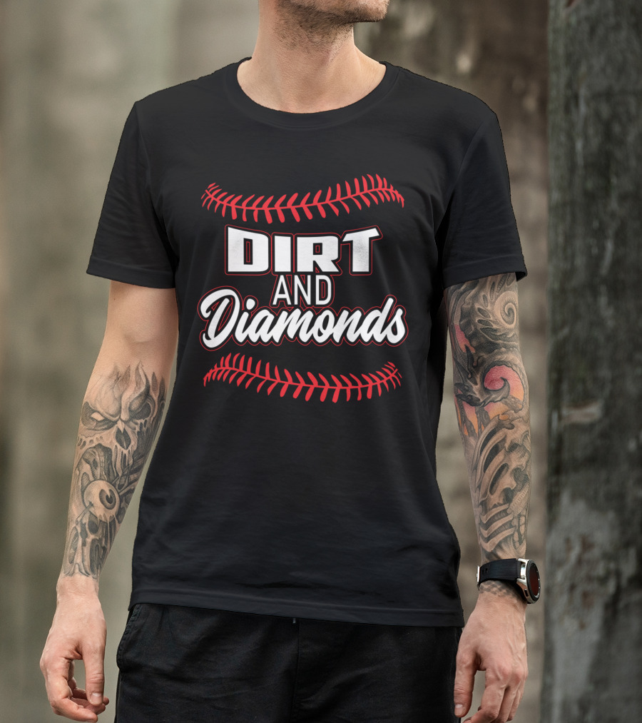 Dirt And Diamonds Baseball Stitching T-Shirt