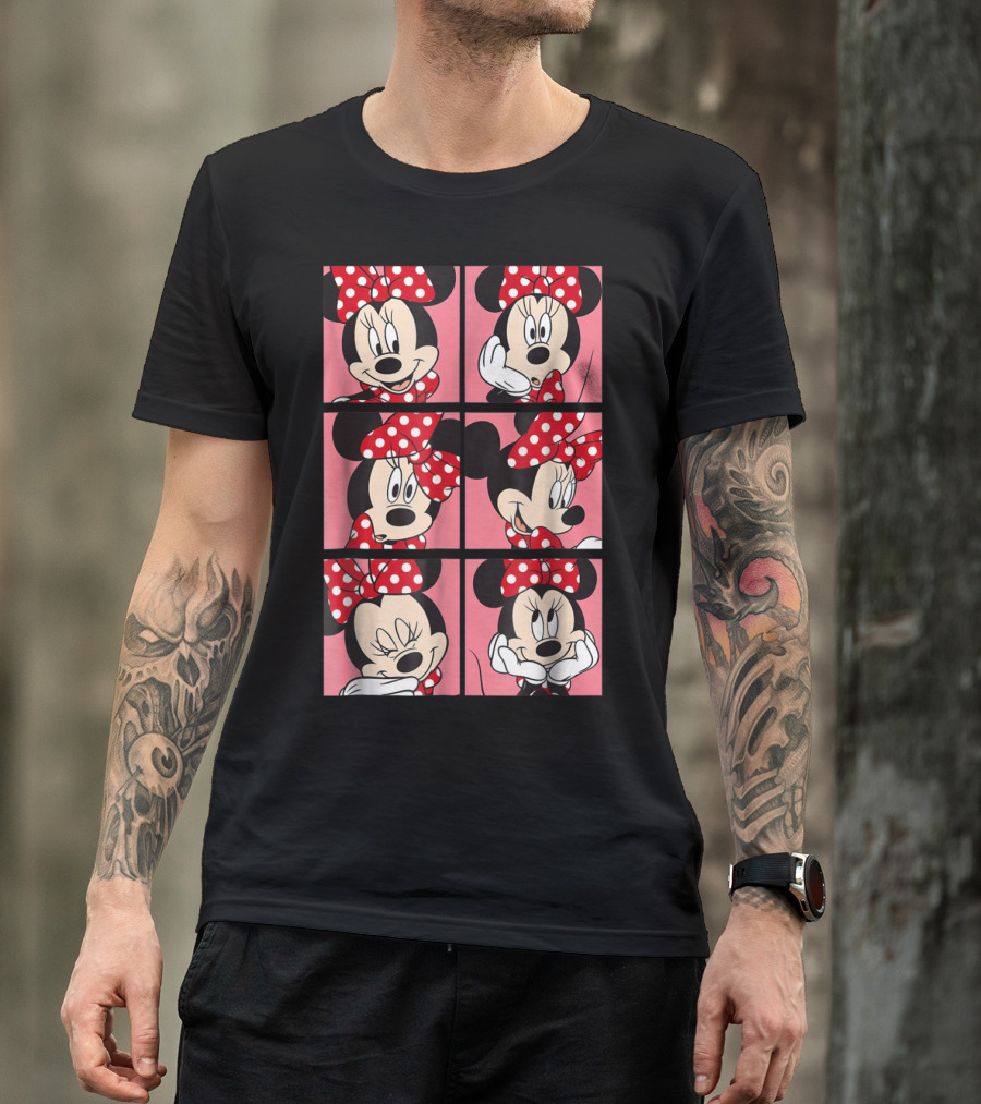 Disney Minnie Mouse Red Polka Dot Bow Pink Grid Expressions T-Shirt