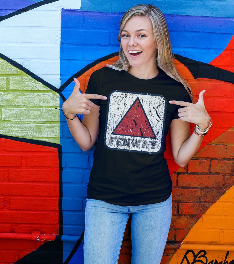 Fan Of Fenway Boston Distressed Baseball Sign Triangle T-Shirt
