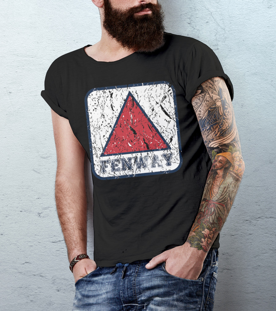 Fan Of Fenway Boston Distressed Baseball Sign Triangle T-Shirt