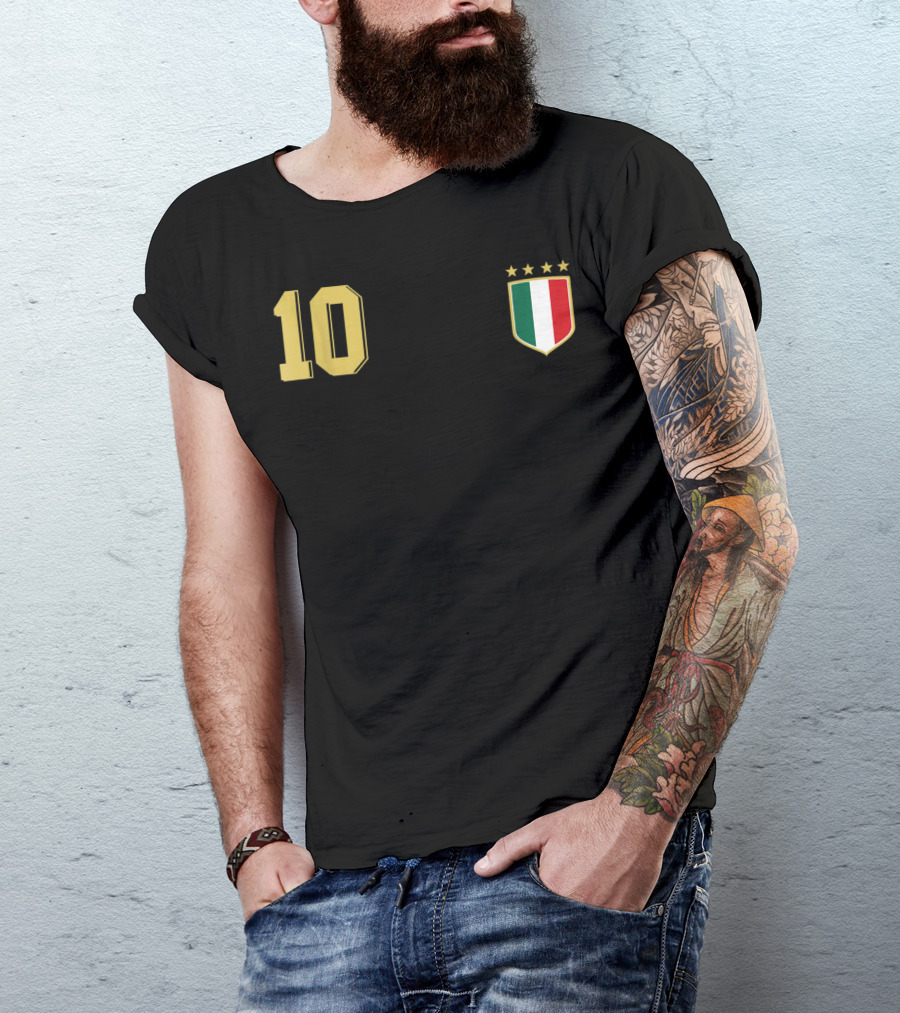 Italia Retro Soccer Jersey Italy Football 10 Crest Stars T-Shirt