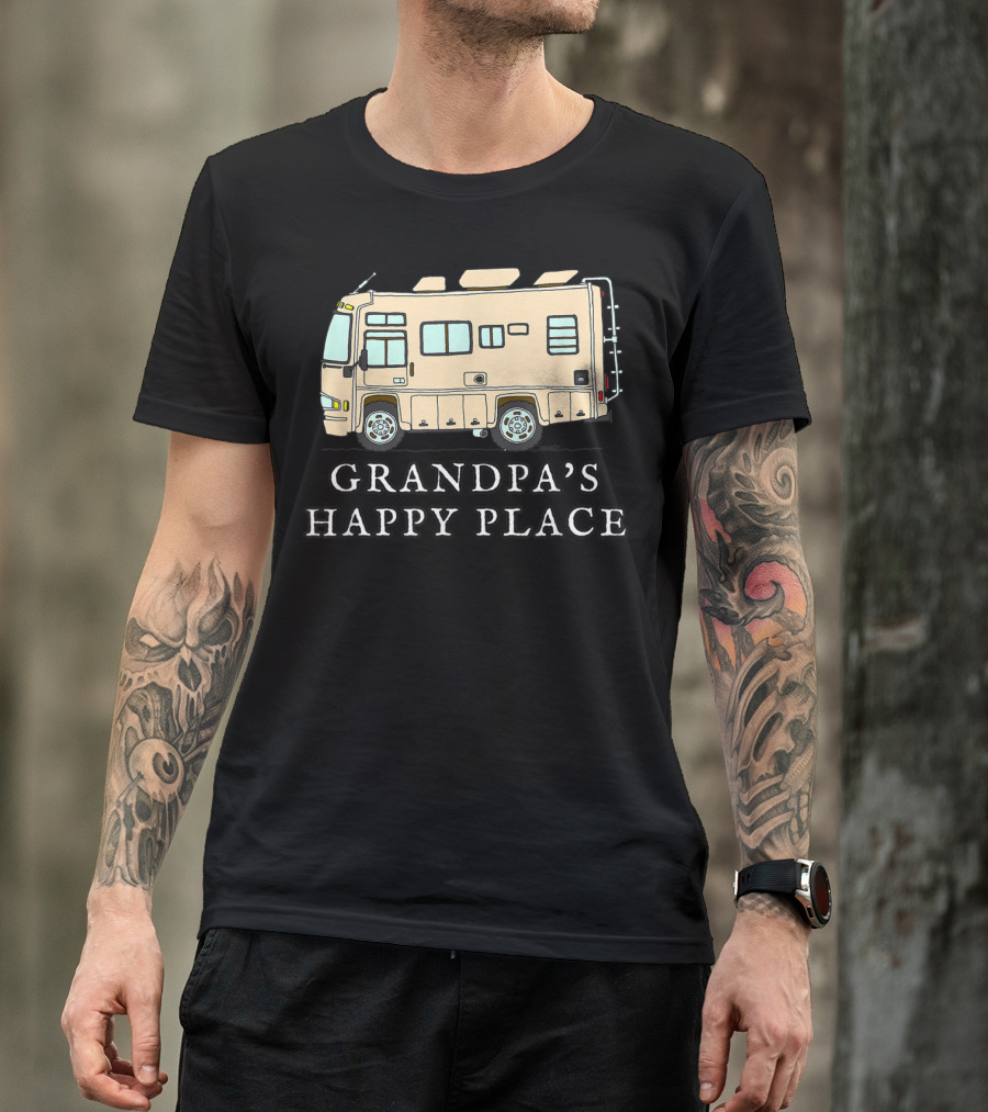 RV Grandpa's Happy Place Motorhome Adventure T-Shirt
