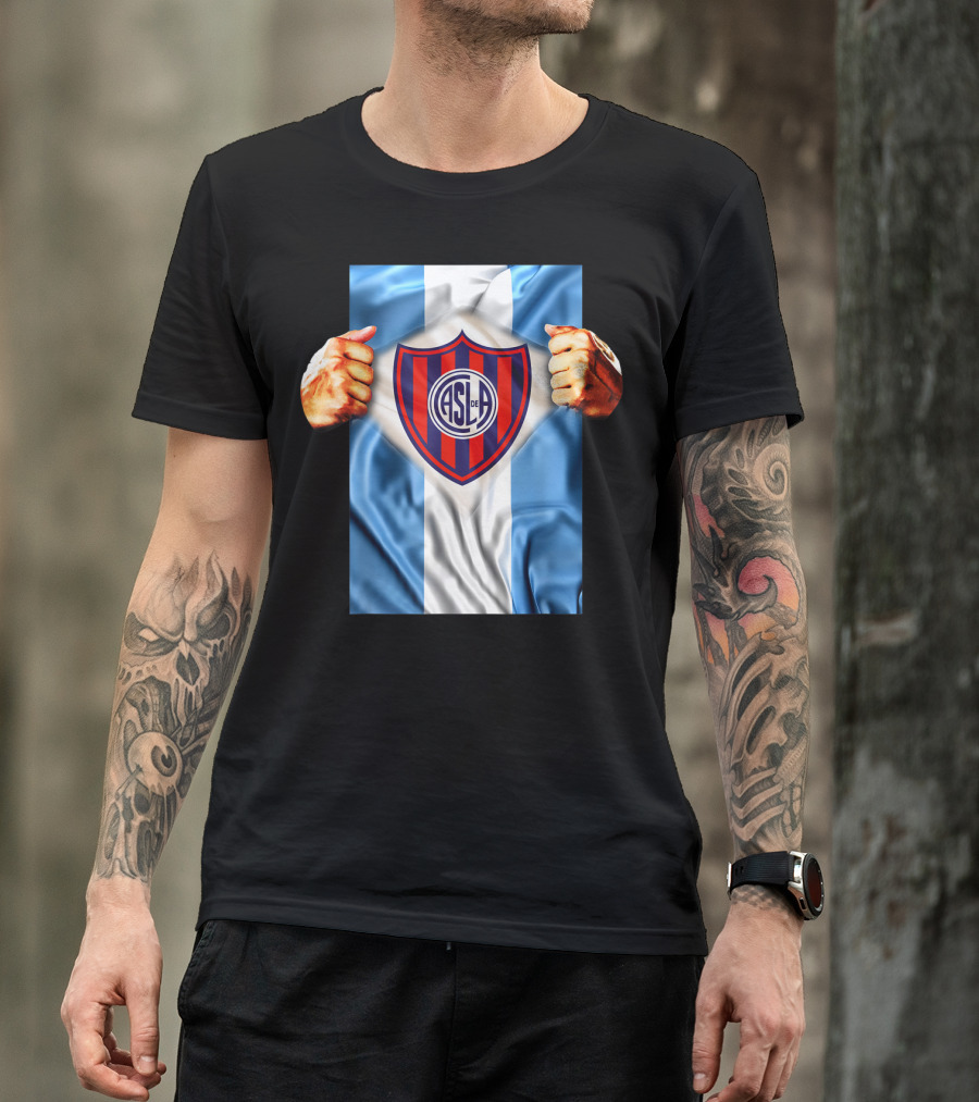 San Lorenzo Heartbeat ASL De Football Soccer Fans Logo Emblem T-Shirt