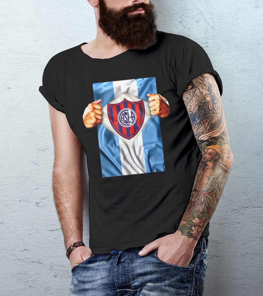 San Lorenzo Heartbeat ASL De Football Soccer Fans Logo Emblem T-Shirt