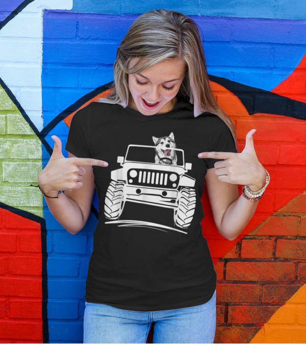 Siberian Husky Off-Road Adventure Jeep Enthusiasts T-Shirt