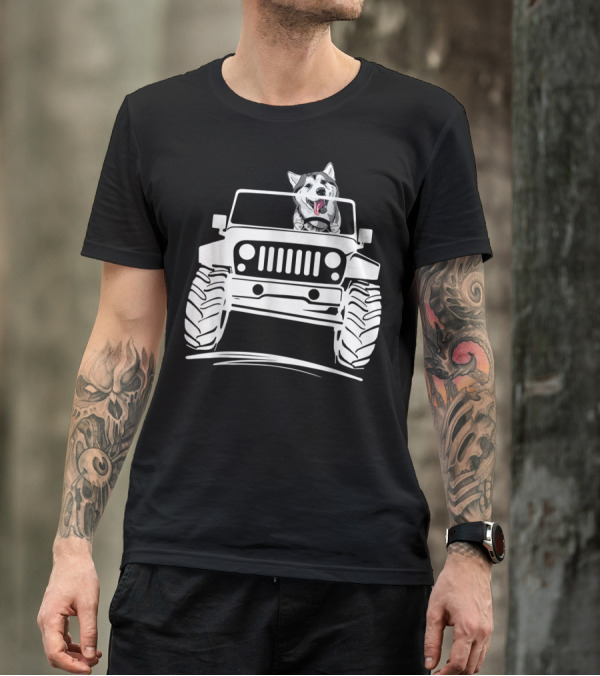 Siberian Husky Off-Road Adventure Jeep Enthusiasts T-Shirt