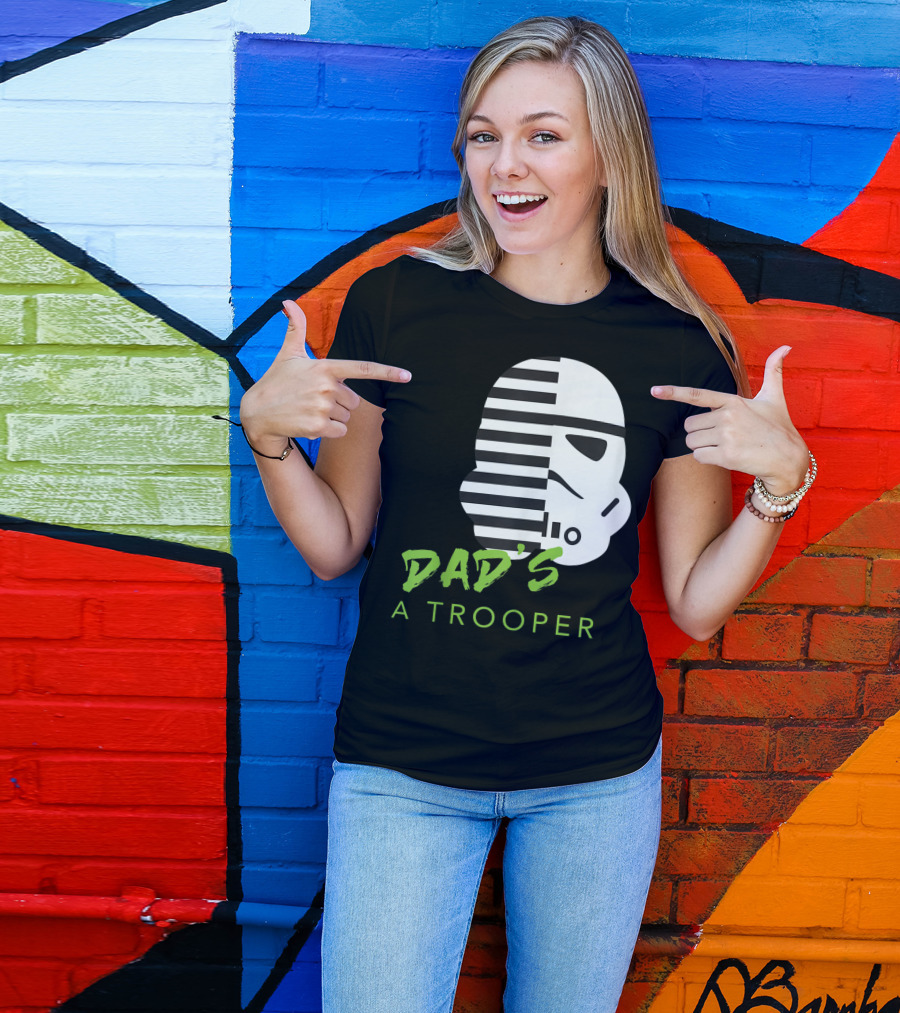 Star Wars Stormtrooper Dad's A Trooper Black And White Helmet T-Shirt