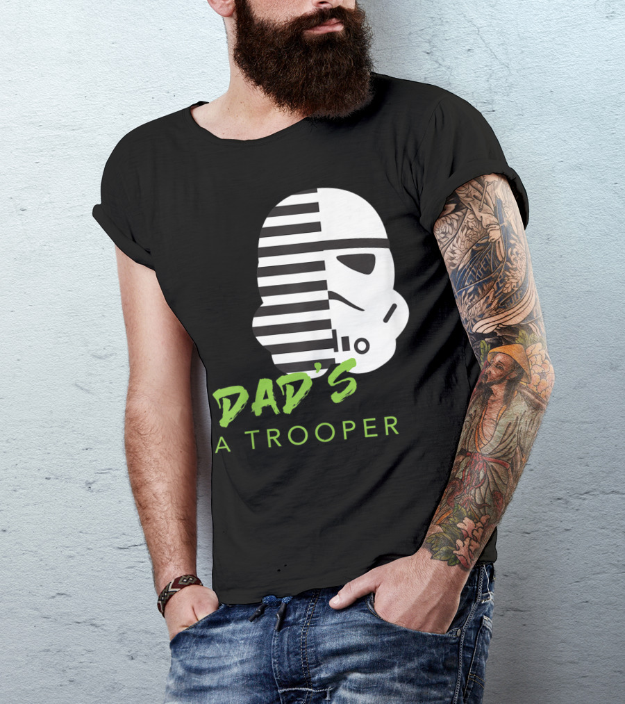 Star Wars Stormtrooper Dad's A Trooper Black And White Helmet T-Shirt