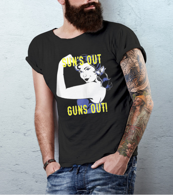 Sun's Out Guns Out Iconic Rosie The Riveter Motif T-Shirt