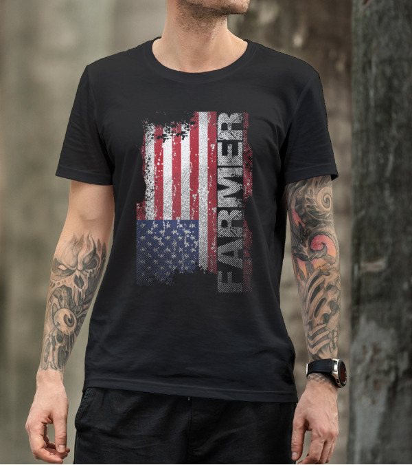 USA Flag Farmer American Farmers T-Shirt