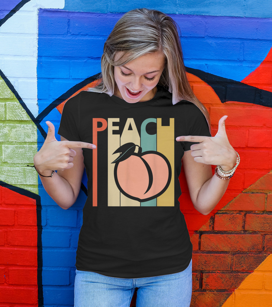 Vintage Peach Retro Fruit Emoji Peach T-Shirt