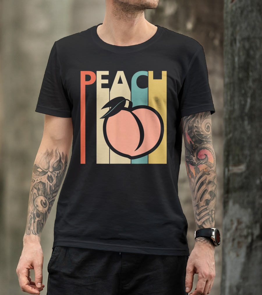 Vintage Peach Retro Fruit Emoji Peach T-Shirt