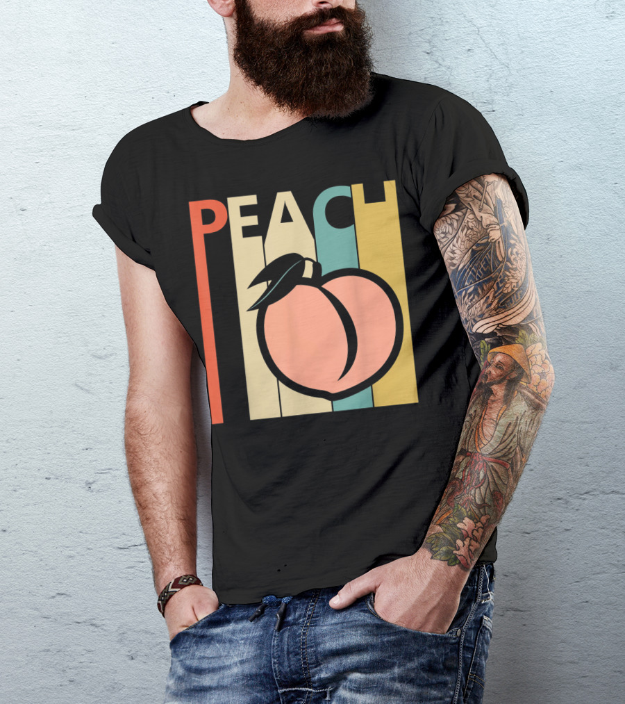 Vintage Peach Retro Fruit Emoji Peach T-Shirt