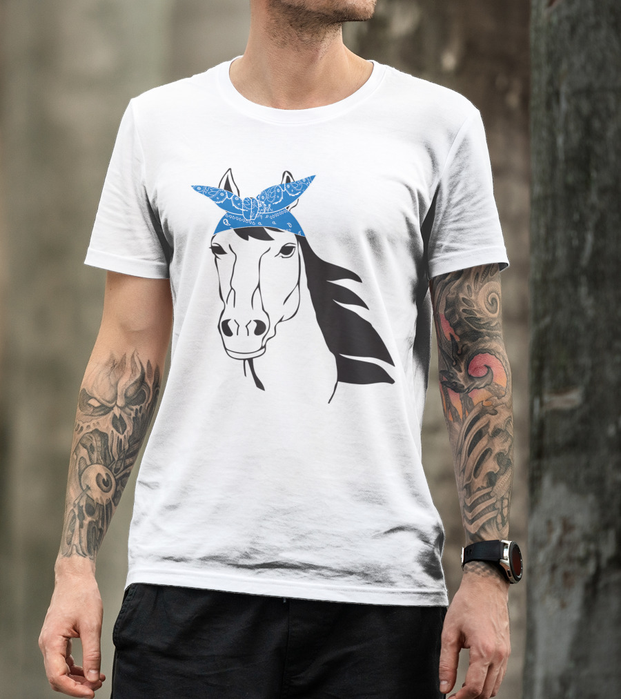 Cowgirl Horse Mom Farm Country Girl With Blue Bandana T-Shirt