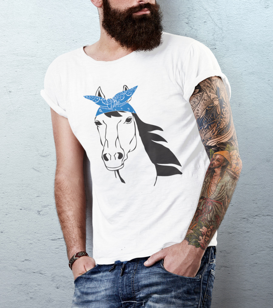 Cowgirl Horse Mom Farm Country Girl With Blue Bandana T-Shirt