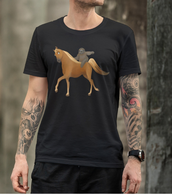 Funny Sloth Riding Horse Pony T-Shirt