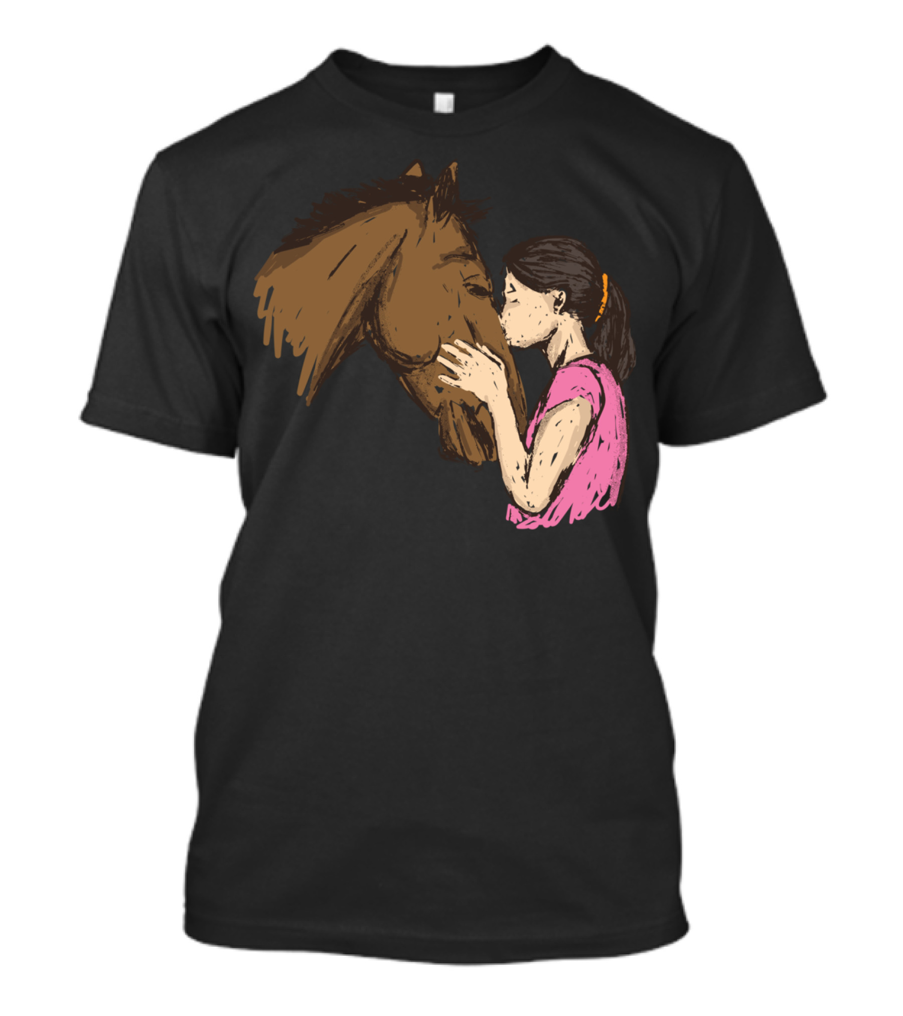 Girl Kissing A Horse Riding Companionship T-Shirt
