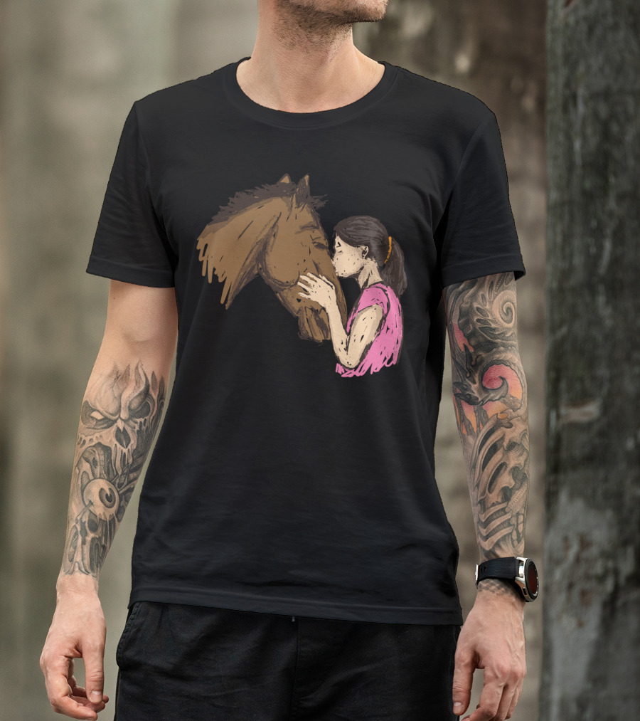 Girl Kissing A Horse Riding Companionship T-Shirt