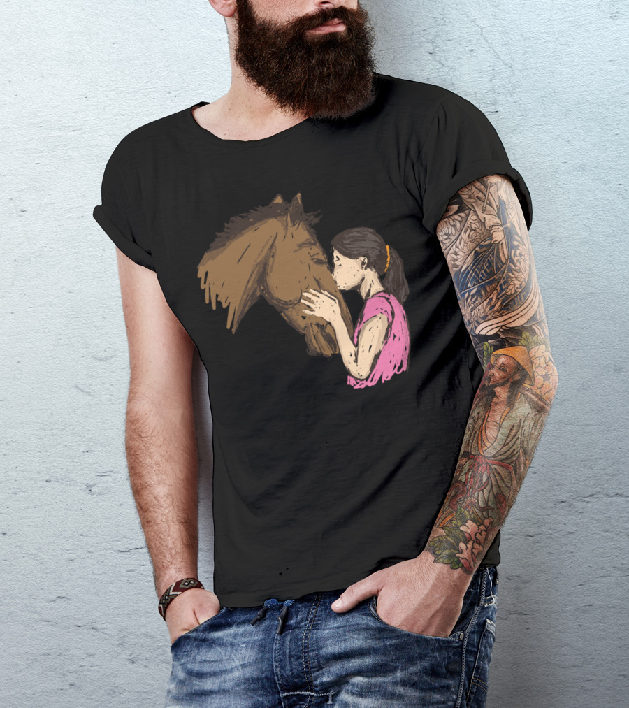 Girl Kissing A Horse Riding Companionship T-Shirt