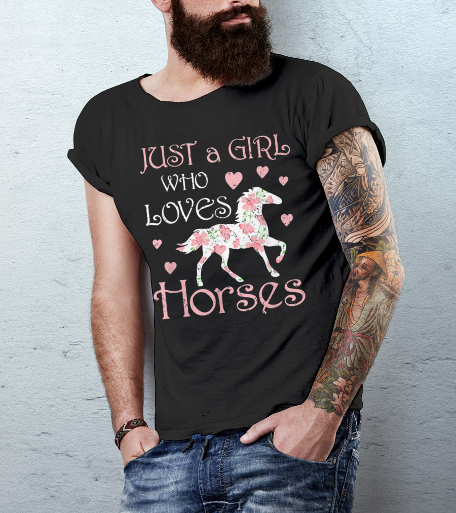 Just A Girl Who Loves Horses Horse Girl Lover Riding T-Shirt