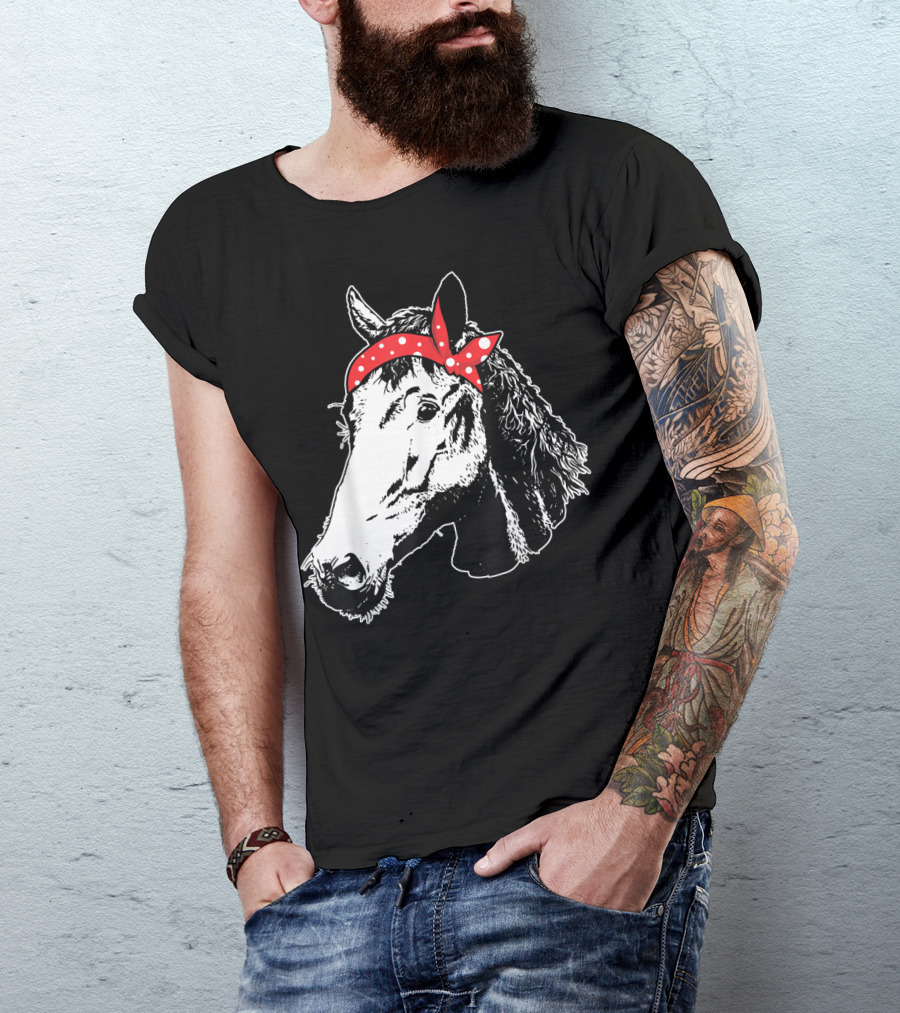 Funny Horse Red Bandana I Love Horse T-Shirt