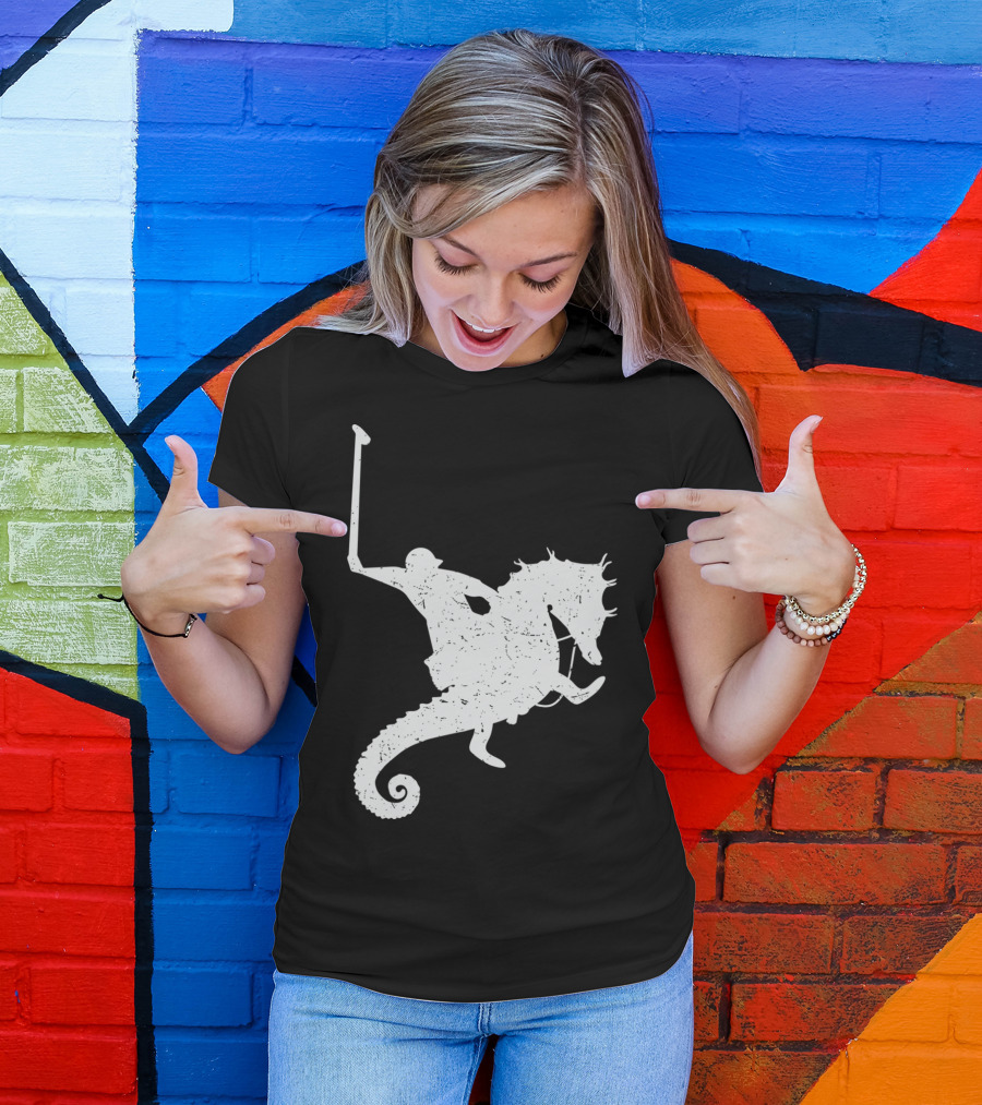 Funny Cute Water Polo Sea Horse Rider T-Shirt