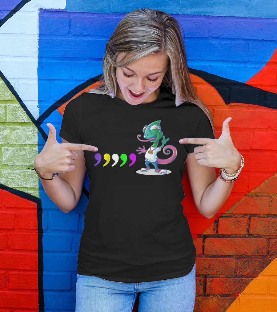 Comma Chameleons 80S Sound Rock Colorful T-Shirt