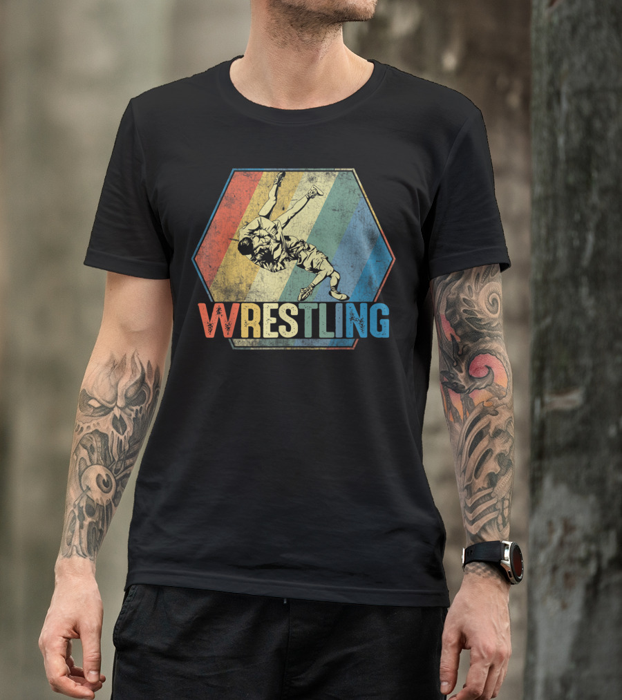 Retro Style Wrestling Throwdown Classic Sports Action T-Shirt