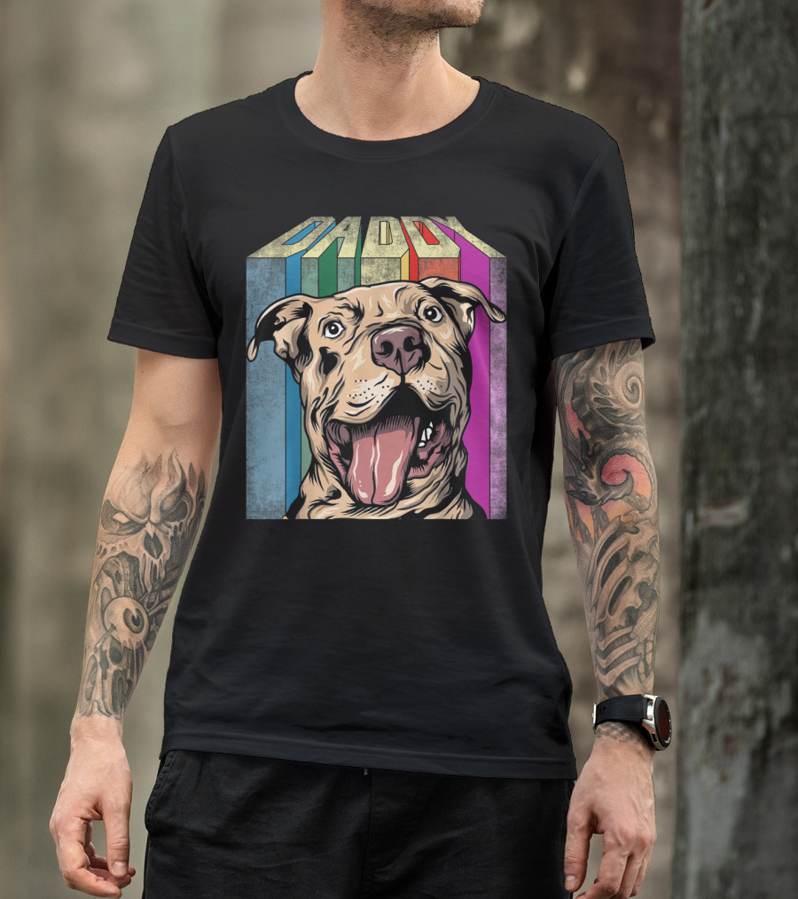 Daddy Colorful Pitbull Dog T-Shirt