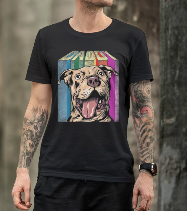 Daddy Colorful Pitbull Dog T-Shirt
