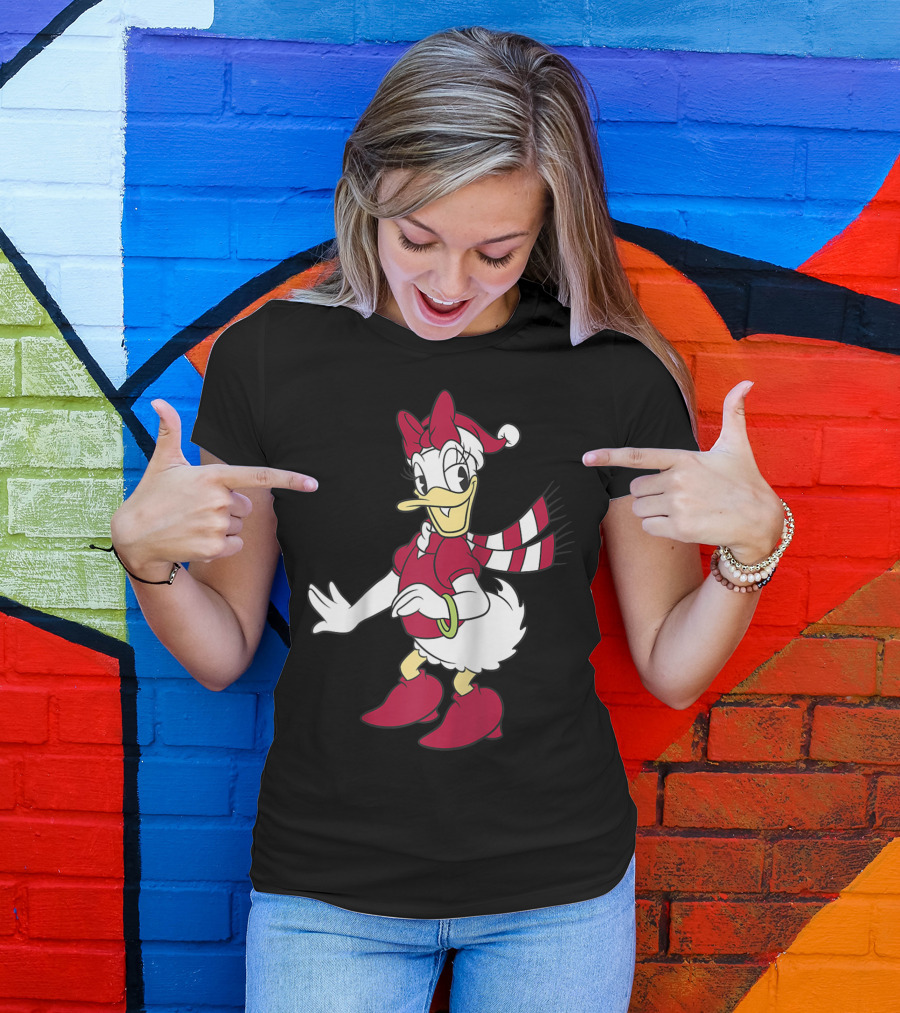 Disney Daisy Duck With Festive Holiday Scarf And Hat T-Shirt