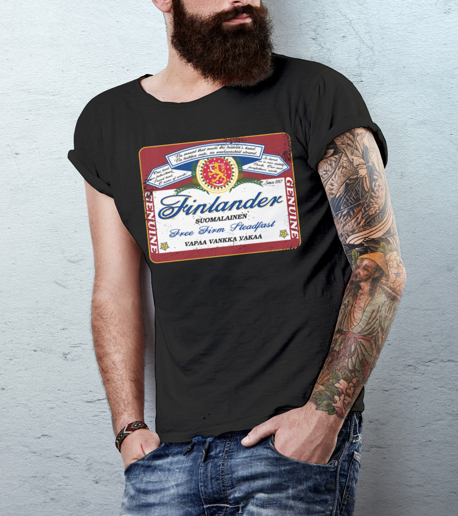 Finlander Genuine Suomilainen Free Firm Steadfast Vapaa Vankka Vakaa Finnish Vintage T-Shirt