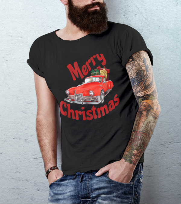 Merry Christmas Classic Car With Presents T-Shirt