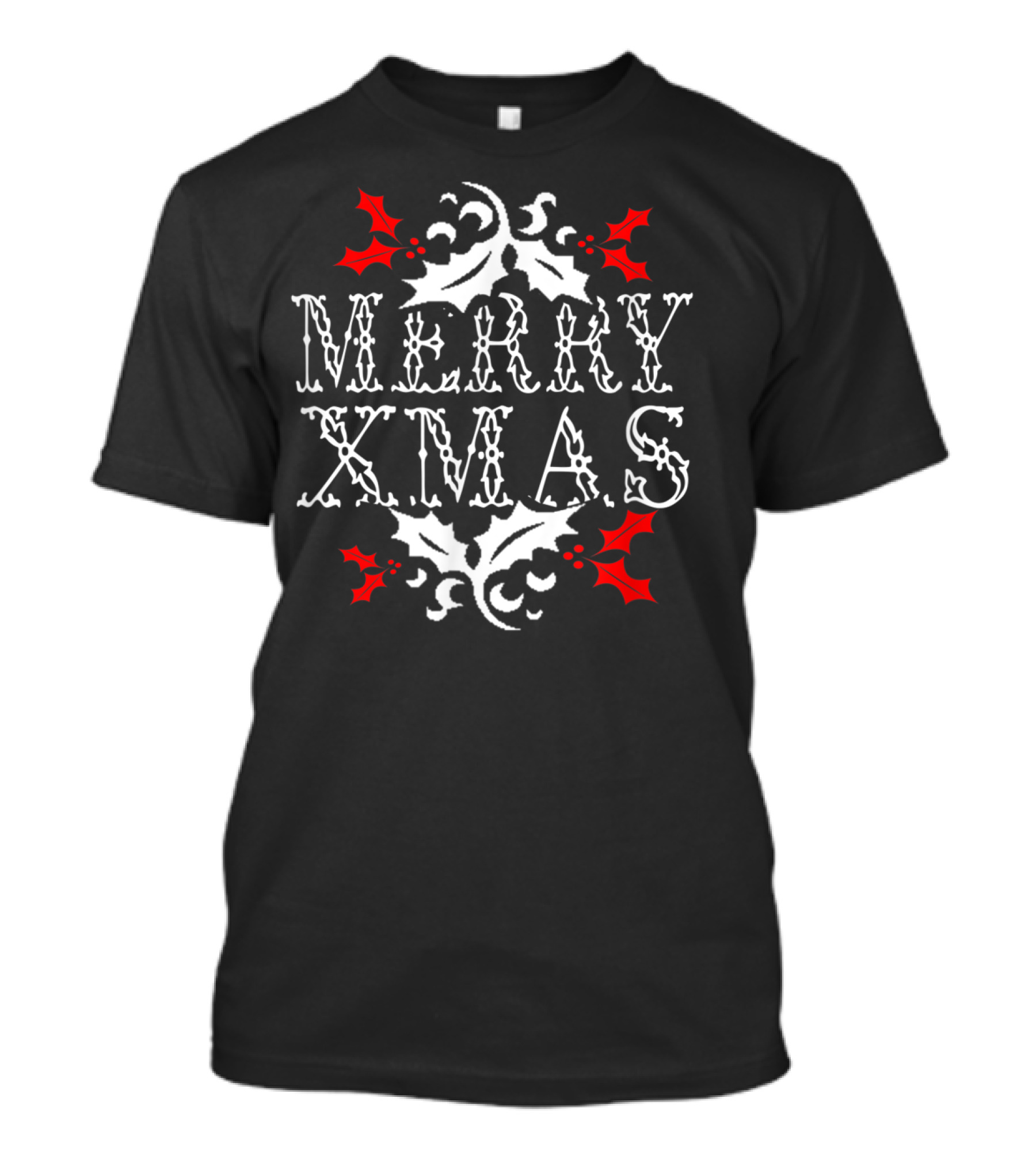 Merry Xmas Holly Leaf Festive T-Shirt