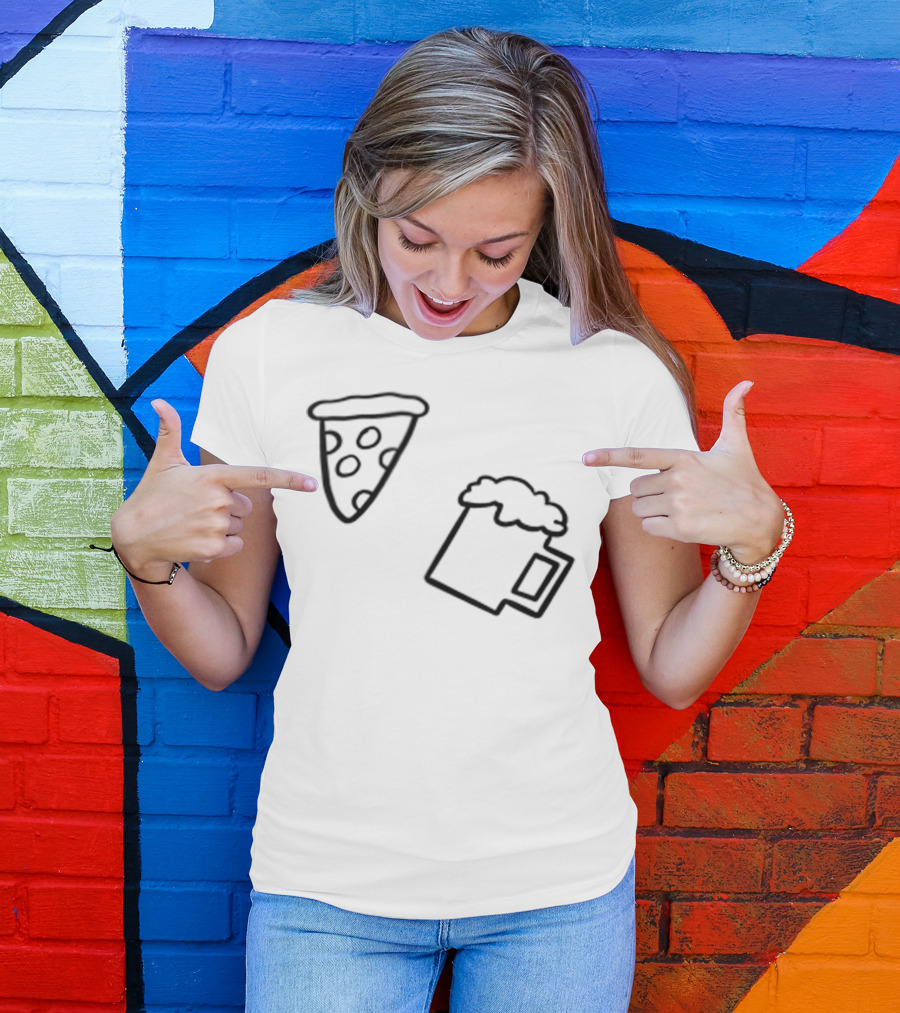 Simple Best Casual Beer And Pizza Icons T-Shirt