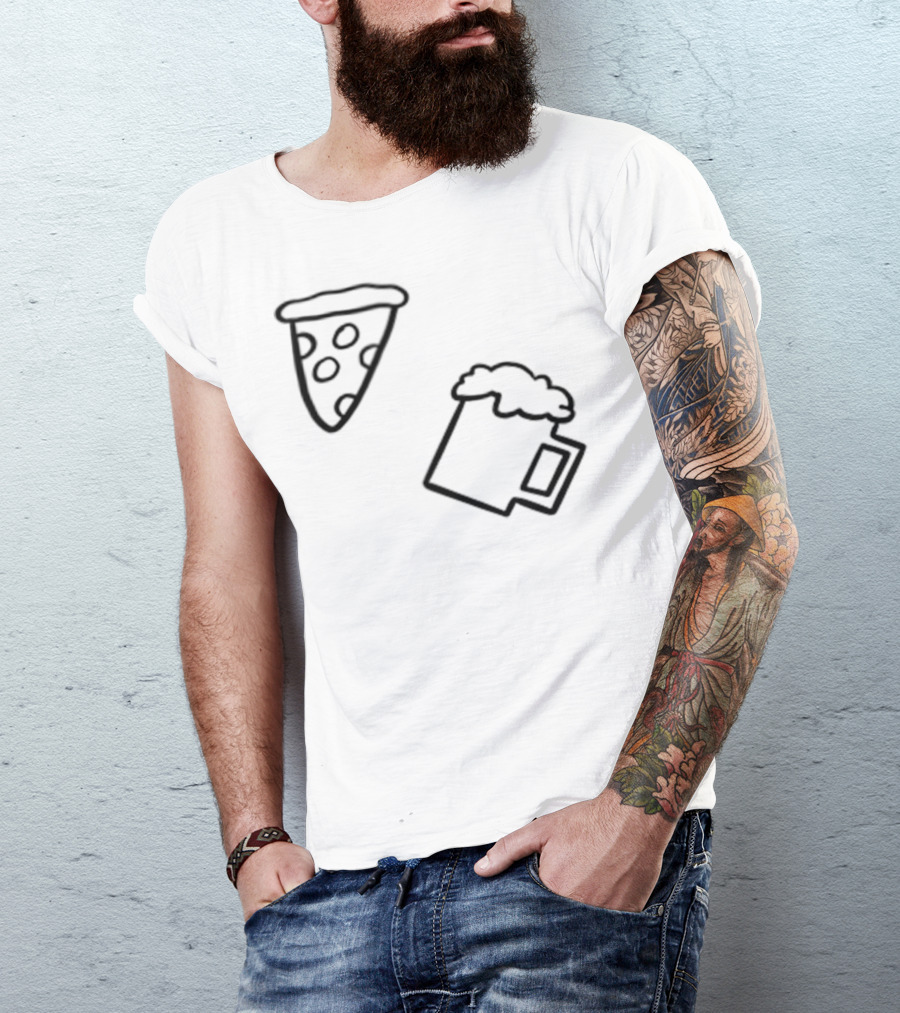 Simple Best Casual Beer And Pizza Icons T-Shirt