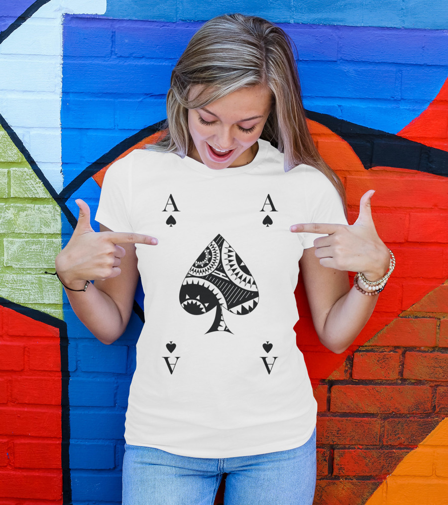 Ace Of Spades Poker Card Pattern Luck Winner T-Shirt