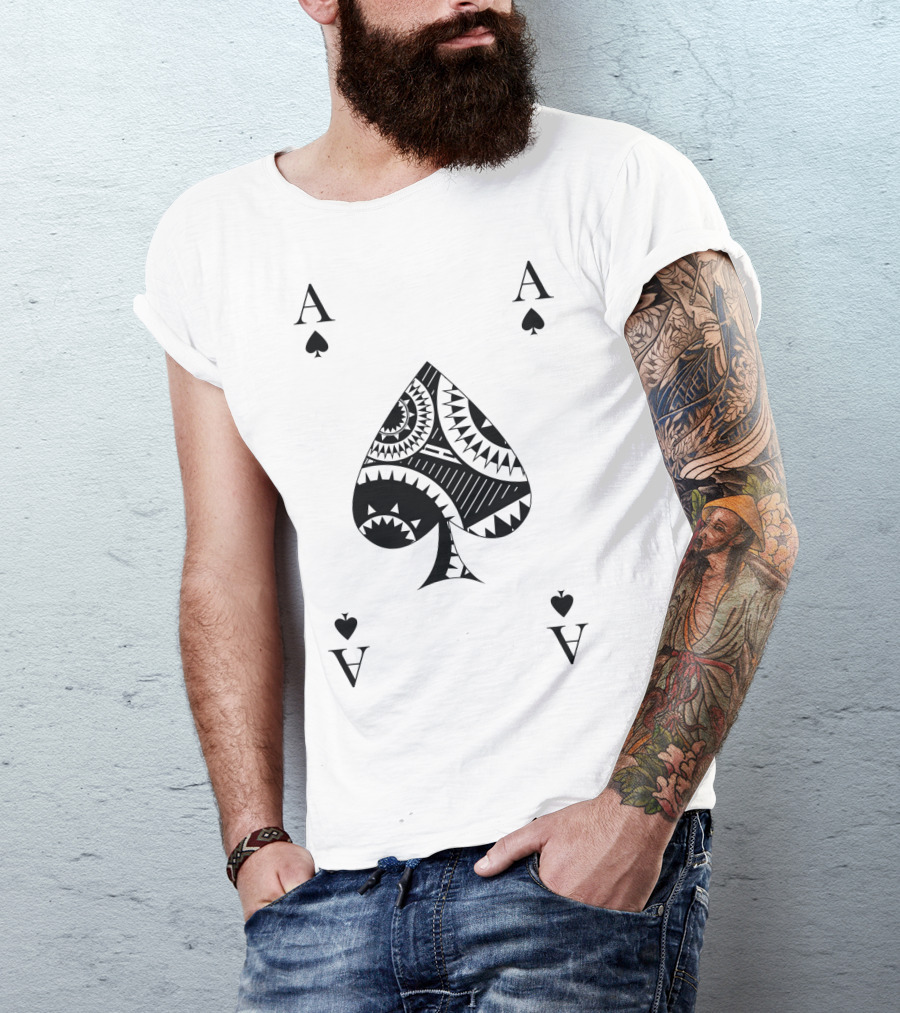 Ace Of Spades Poker Card Pattern Luck Winner T-Shirt