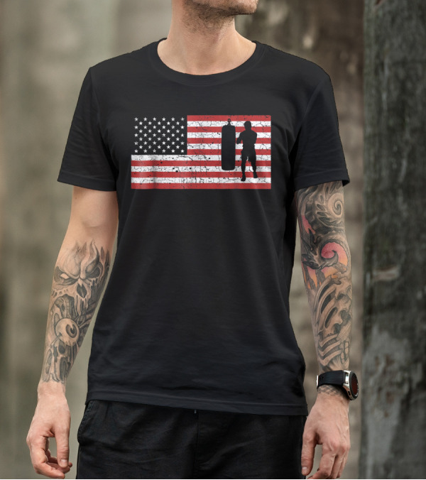 American Flag Boxing Silhouette Training T-Shirt