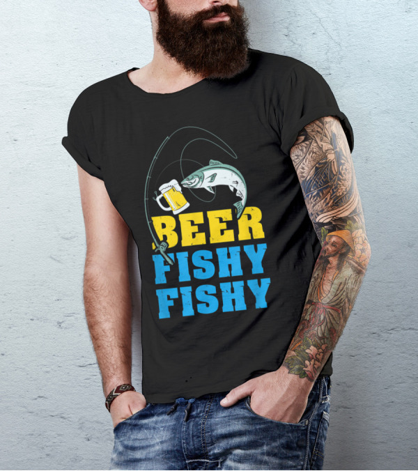 Beer Fishy Fishy Funny Drinking And Fishing Rod Fish Beer Mug T-Shirt