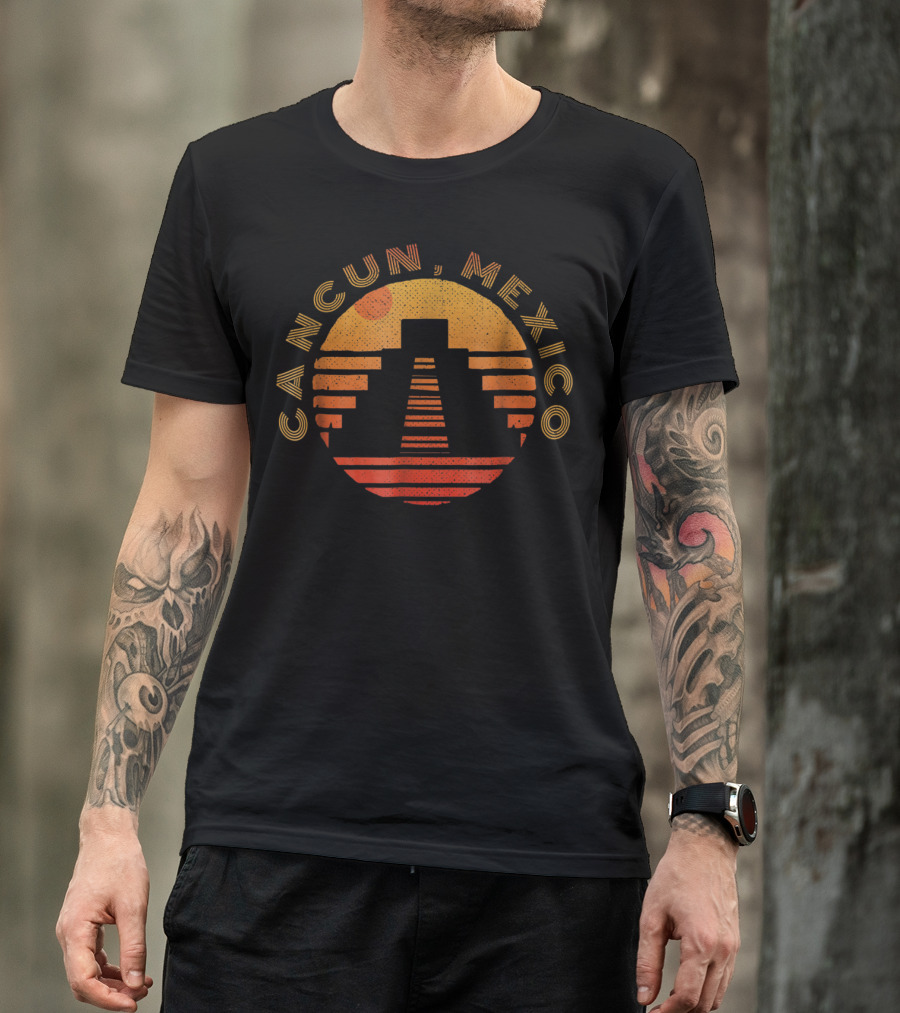 Cancun Mexico Mayan Temple Sunset Souvenir T-Shirt