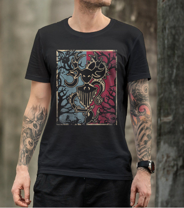 Cernunnos Horned God Celtic Pagan Mythology Symbol On Dual-Tone Background T-Shirt