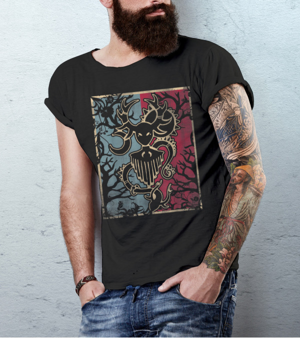 Cernunnos Horned God Celtic Pagan Mythology Symbol On Dual-Tone Background T-Shirt
