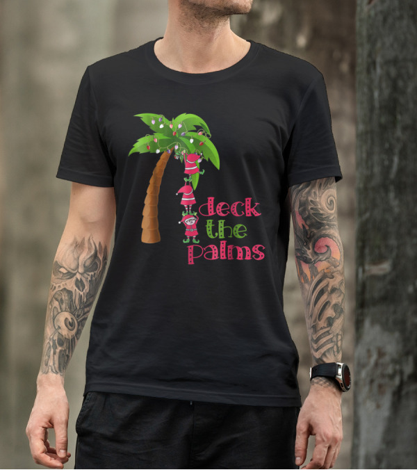 Deck The Palms Christmas In July Beach Cruise T-Shirt