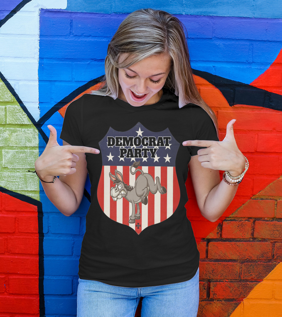 Democrat Party Shield Stars And Stripes Donkey T-Shirt