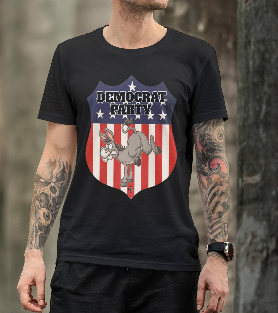Democrat Party Shield Stars And Stripes Donkey T-Shirt